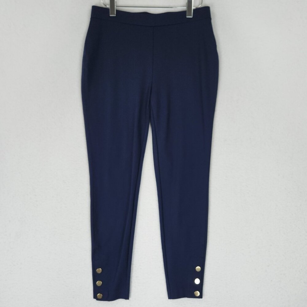 Chicos Pants Womens 0 Navy Blue 4 Skinny Leg Pull On Mid Rise Ponte Stretch